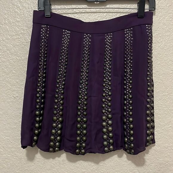 Tibi Silk Studded Mini Skirt Purple Size 6 - Picture 3 of 9